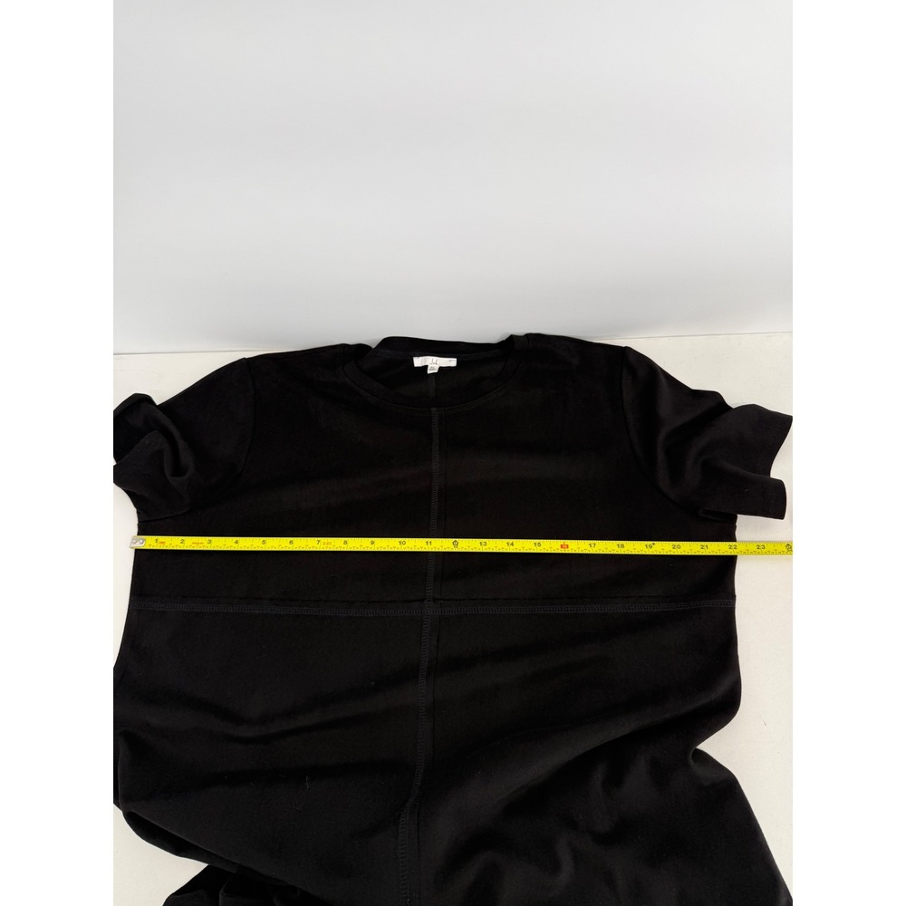 Joh Womens Black Faux Suede Short Sleeve Seam Detail Shift Dress Sz XL - Picture 5 of 8